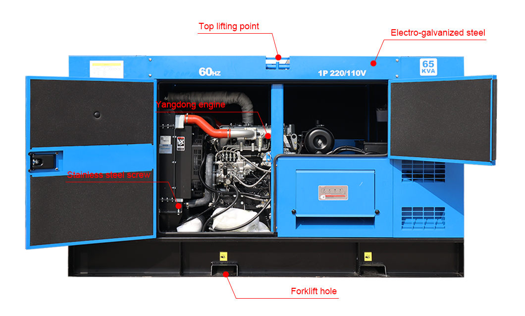 10-100kVA Silent Yangdong Diesel Generator for Standby Power